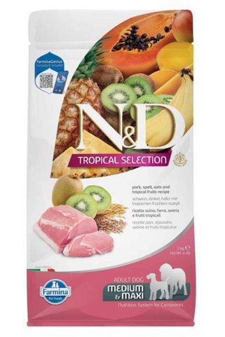 N&D Nd Tropical Selection Düşük Tahıllı Domuz Etli ve Tropikal Meyveli Orta ve Büyük Irk 2 kg