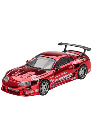 mini gt Toyota Supra A80 Top Secret GT‑300 '14 Kırmızı Krom – 1:64