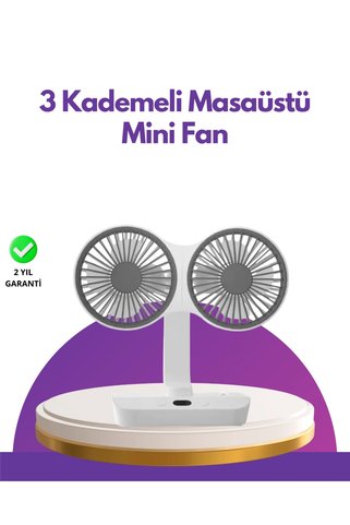 Eco Lounge 4 Kademeli Hız Ayarlı USB Şarjlı Çift Taraflı Masaüstü Vantilatör