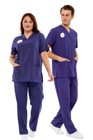 Çatı Medikal Comfy - Büyük Beden Hemşire Forması Likralı Scrubs (Yeni Yönetmeliğe Uygun - Patriot Blue) (Takım)