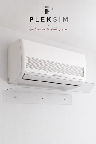 Pleksim Pleksi Klima Rüzgar Kesici Seperatör (100cm) Kırılmaz Darbeye Dayanıklı Görünmez Şeffaf