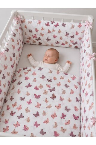 Jaju Baby 70x140 Sevimli Kelebekler Beşik Kenar Koruma (4 Kenar) Özel Ölçü Beşik Koruyucu 70*140