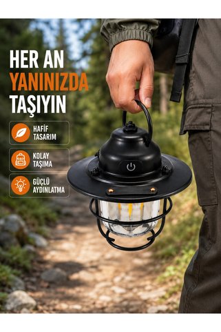 Epilons Çam Kozalağı Şekilli Retro Kamp Gece Lambası