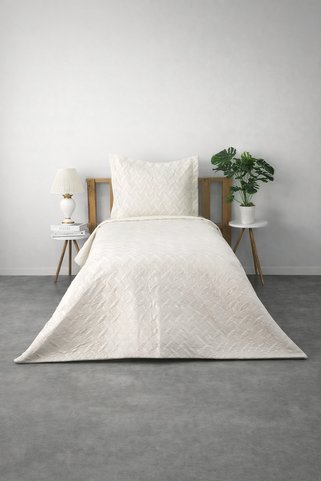 Bella Home Örtüm Tek Kişilik Queen Kadife Yatak Örtüsü | 175x240 cm | Yumuşak Dokulu & Şık Tasarım | Krem