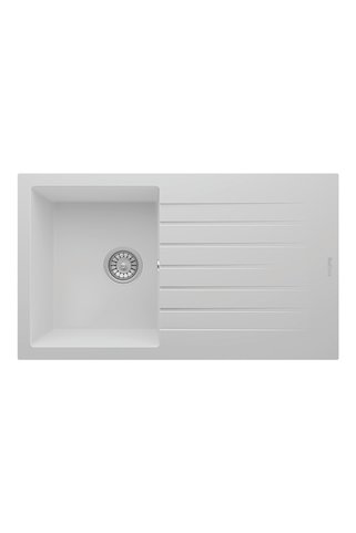 RealStone Troya 86 P004 Granit Evye 860x500 mm Tek Göz Damlalıklı Mutfak Evyesi - P004 Troya 86 Beyaz