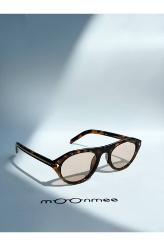 MOONMEE PFARs Leopar Desenli Oval Güneş Gözlüğü