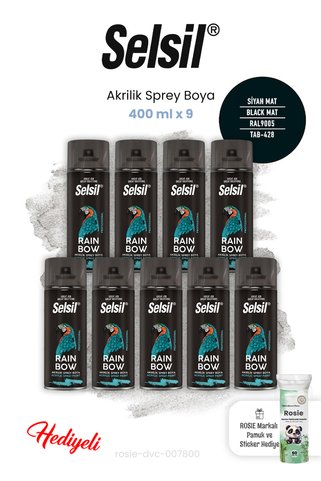 Selsil 9'lu 400 ml Siyah Mat Sprey Boya ve ROSIE