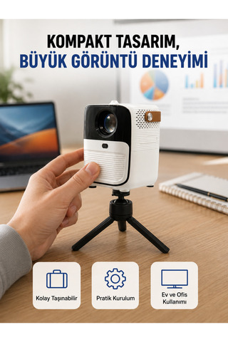Lisinya Android Sistemli Mini Projektör – Uygulama Destekli Akıllı Kullanım Yeni Nesil -