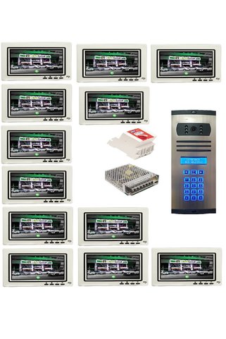 ÇağatayElektrik 15 DAİRE NTS 2001-B 4,3'' GÖRÜNTÜLÜ DİAFON BEYAZ-8003 TUŞ TAKIMLI ŞİFRELİ ZİL PANELLİ SET