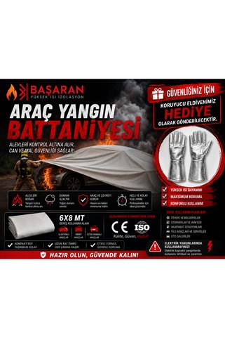 BAŞARAN YÜKSEK ISI İZOLASYON ARAÇ YANGIN BATTANİYESİ/CAR FİRE BLANKET 6X8 MT