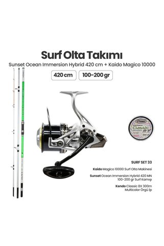 Sunset Ocean Immersion Hybrid 420 MN Surf Kamışı - Kaido Magico 10000 Surf Set 33
