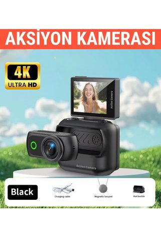 RAYLAX Aksiyon Kamerası 4K Mini 360° Ayrılabilir Kamera Tak Çıkar 180° Döner Ekran WiFi App Geniş Açı Taşınabilir Vlog Kamera