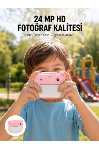 UCUZTEKNO NOVENTO Anında Baskı Özellikli Şipşak Kamera 24MP HD Çift Lensli ve 32GB Hafızalı