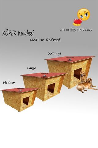Empressco Köpek Kulübesi Redroof M - Kedi Köpek Kulübesi - Su Geçirmez Ev - Shıngle Kaplamalı Ahşap Kulübe