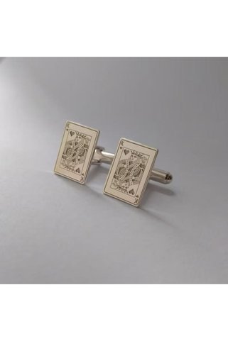 N!da Jewelry 925 Ayar Gümüş İskambil Kağıdı Kral Model Kol Düğmesi
