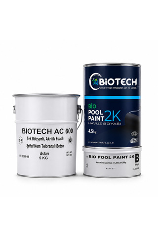 Biotech Bio Pool Paint 2K Açık ve Kapalı Havuzlar İçinSu Yalıtım Boyası (4,5 Kg) ve Astarı (5 Kg) Seti