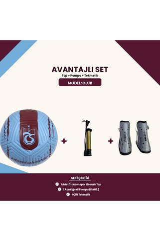 Trabzonspor Lisanslı Club 5 Numara Futbol Topu + Pompa + Tekmelik - Avantajlı Set