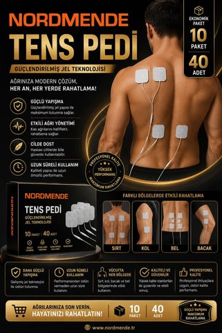 Epilons 10 Paket 40 Adet Tens Pedi 5×5 Cm Kablolu Elektrot Ped - Yumuşak Ve Esnek Medikal Ped