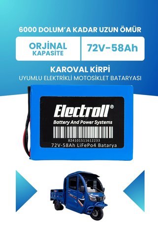 ELECTROLL Karoval Kirpi Batarya (Standart Kapasite) LiFePO4 72V 58Ah Elektrikli Motosiklet Bataryası