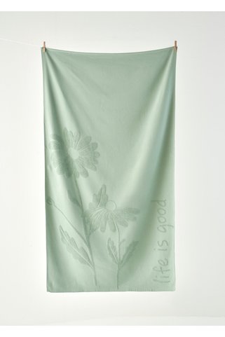 Bella Maison Daisy Jakarlı Plaj Havlusu Yeşil (90x160 cm)