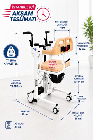 TAGESAN Comfort Plus DM-160 Tuvaletli Tekerlekli Sandalye (MANUEL) Ayak Pedallı