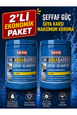 LEON PREMİUM *2 Adet* Şeffaf ve Güçlü Su Bariyeri Küf Önleyici ve Su Yalıtımı 1 Kg