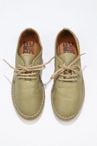 Bueno Shoes Haki Deri Kadın Espadril Ayakkabı 01wn1617