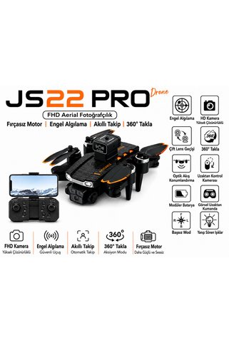 ATLT ATLANTİS JS22 PRO DRONE QUADCOPTER DRONE FIRÇASIZ MOTOR 4K 360 ROLL ÖZELLİKLİ ÇİFT LENS KORUMALI DRONE KUMANDALI Wİ-Fİ CAM ANLIK GÖRÜNTÜ AKTARIMI