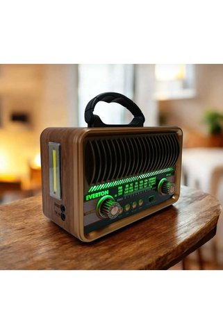 Everton RT-682 Nostaljik Radyo - Güneş Enerjili Solar Panelli Bluetoothlu USB/TF Kart Girişli Fenerli Şarjlı Radyo