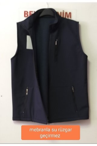 BeyzDenim motorcu 1 kurye lacivert yeleği (mebranlı) su rüzgar gecirmez softshell büyük beden termal polarlı