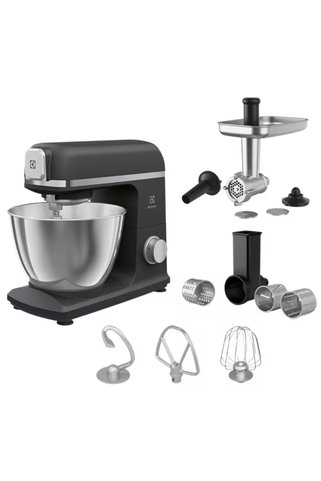 Electrolux Mutfak Şefi 1200W Güçlü Motor, 5 L Paslanmaz Çelik Kase, 6 Hız+Turbo, Kıyma Çekme Aparatı, Orbital Karıştırma, Hamur Kancası, Yapışmaz Çırpıcı, Balon Çırpıcı, Profesyonel Stand Mikser
