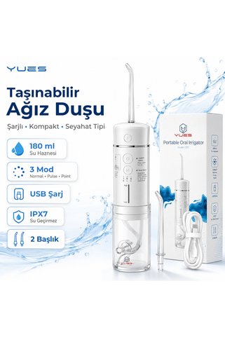 YUES Taşınabilir Ağız Duşu Şarj Edilebilir Diş/protez Bakım Ve Ağız Duşu Seyahat Tipi Diş Temizleme Cihazı