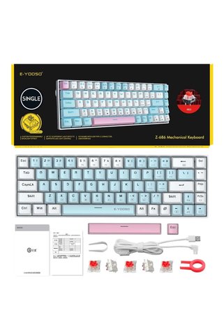 e-yooso Z-686 Mini Mekanik Klavye Huano RED Switch Gamer Klavyesi 68 Tuş