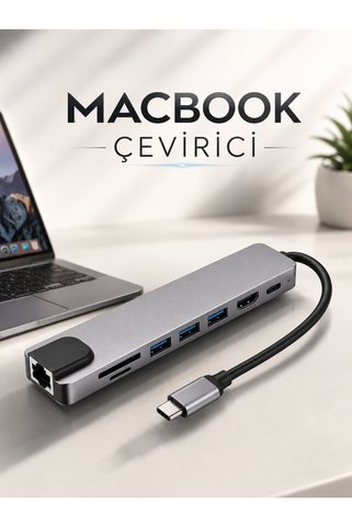 Ethab Giyim Çevirici Dönüştürücü Adaptör Macbook 3 In 1 Type-C To Hdmı USB 3.0 - GLST3420-3514