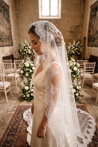 JABO WEDDİNG HOUSE GELİN RAHİBE DUVAĞI ORJİNAL FRANSIZ DANTEL 1.5 METRE UZUNLUĞUNDA TARAKLI