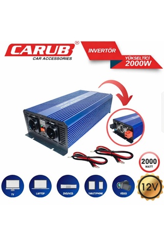 Carub 12V to 220V Çevirici İnvertör 2000W - Araç Ve Karavan Tipi USB Çıkışlı Dijital Ekranlı Güç Yükseltici + 24 ay garantili