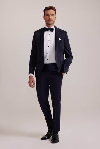 Ysf Erkek Krem Kırlangıç Yaka Slim Fit Damatlık