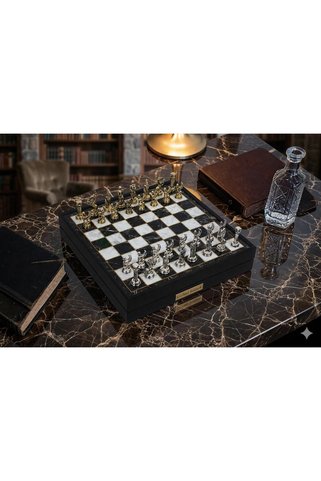 e-life Kişiye Özel Pegasus Figürlü Lüks Metal Satranç Takımı Mermer Desenli Sandıklı 20 cm. Premium Set