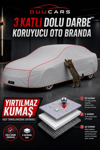 DUUCARS FİAT EGEA Uyumlu 3 Katlı Dolu Koruyucu Oto Branda