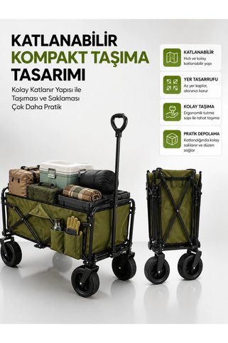 ArkhenX 130 KG Taşıma Kapasiteli Katlanabilir Wagon Taşıma Arabası