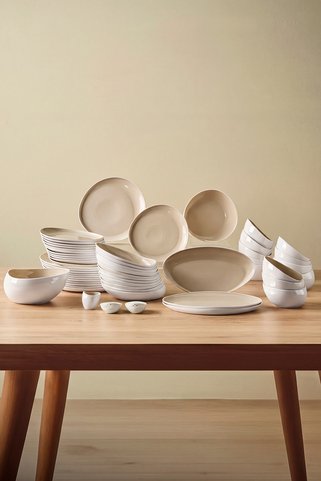 Karaca Earth Collection Rise 55 Parça 12 Kişilik Yemek Takımı Beyaz
