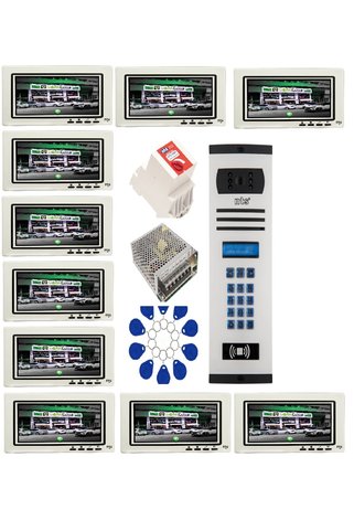 ÇağatayElektrik 10 DAİRE NTS 2015-B 7'' GÖRÜNTÜLÜ DİAFON BEYAZ-8004 TUŞ TAKIMLI ŞİFRELİ+GEÇİŞLİ ZİL PANELLİ SET