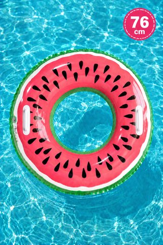 BERMUDA Tutmalı Karpuz Simit Şişme Karpuz Desenli Simit Deniz Simidi Meyve Simit Havuz Karpuz Simit 76 cm.