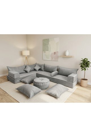 FEYZA DECOR HOME Premium Kadife Modern Şark Köşesi 14 Parça – 20 cm Süngerli Modüler Yer Koltuğu Seti