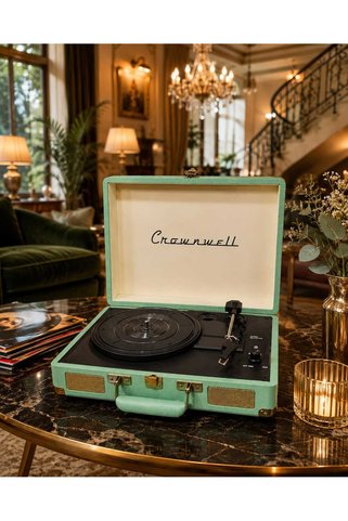 Banum Luxury Crown Well Turntable Suitcase CR Series Çantalı Pikap (Su Yeşili / Yeşil)