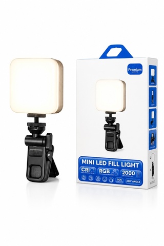 EHZ TEKNOLOJİ Mini LED Fill Light RGB Telefon Kamera Işığı | 2000mAh USB-C Klipsli Video Çekim Işığı