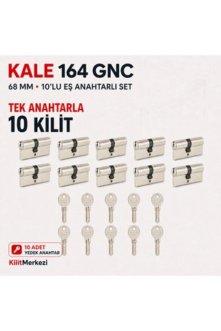 Kilit Merkezi Kale Kilit 164 GNC 68 mm 10’lu Eş Anahtarlı Barel Seti Tek Anahtarla 10 Kilit