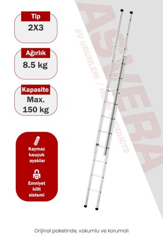ASVERA 2X3=6 METRE 2 PARÇALI ALÜMİNYUM MERDİVEN