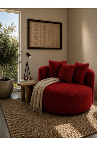 Haliloğlu Düz Zara Berjer 120 cm, Havlu Kumaş (Bordo) Bukle 57