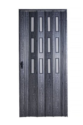 Sarpaş Dekor Sarpaş Akordiyon Kapı 163x195 Karaağaç Camlı Kalın Kapı Katlanır Akordeon Pvc Anahtar Kilitli